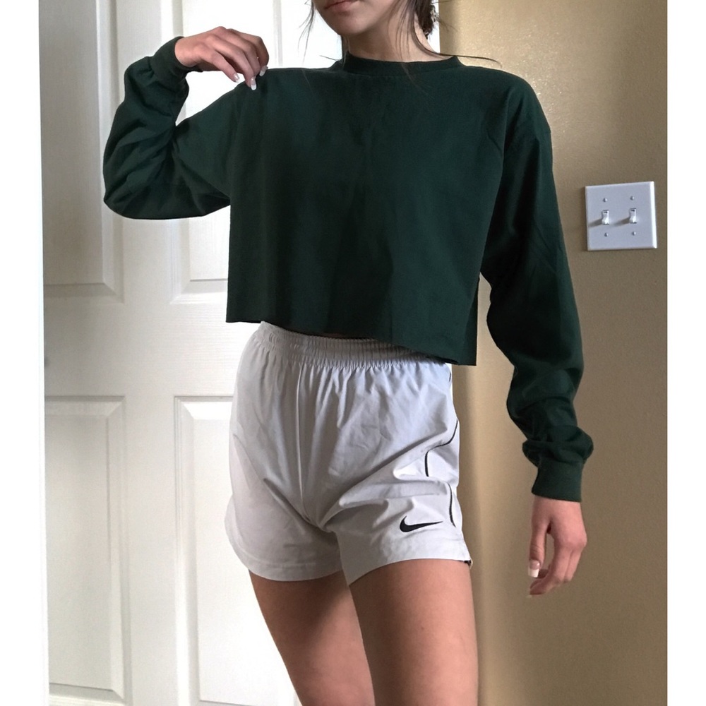 Forest Green Crop Top, Long Sleeve Crop Top